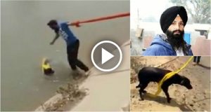 Un uomo “disonora” l’oggetto più sacro della sua religione per salvare un cane dall’annegamento. L’incredibile salvataggio.