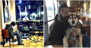 Clienti di un locale volevano che un senzatetto e il suo cane uscissero dal locale, ma poi arriva una persona che fa la differenza. I due ospiti non si aspettavano che la loro vita sarebbe cambiata da quel momento.