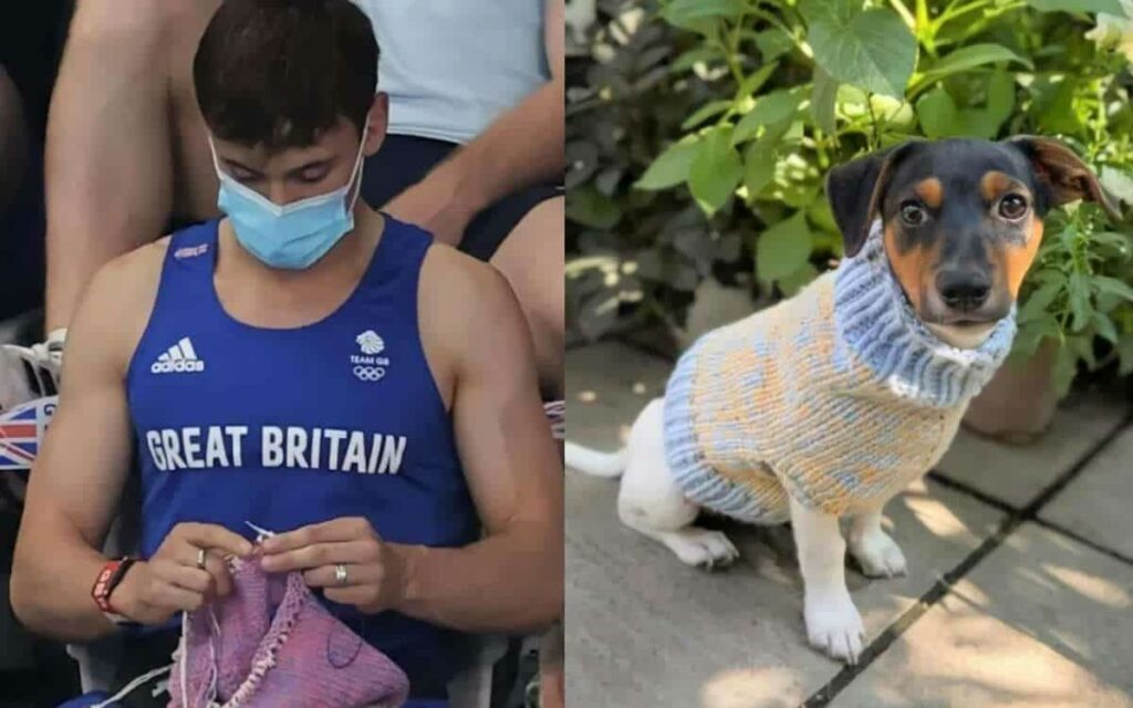 Il nuotatore Tom Daley rivela di aver lavorato a maglia un maglione da cucciolo alle Olimpiadi