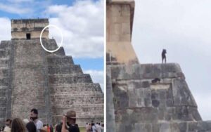 Cucciolo ha compiuto un reato scalando la piramide di Chichén Itzá in Messico (VIDEO)