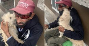 Il sessantenne Don Mario chiede elemosina accompagnato dal suo cagnolino fedele unico suo amico